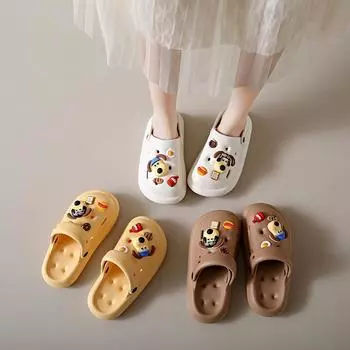 Трехмерные туфли с дырочками на толстой подошве в виде щенка, женщины носят мягкие нескользящие пляжные тапочки для медсестер Баотоу летом 36/37 белый