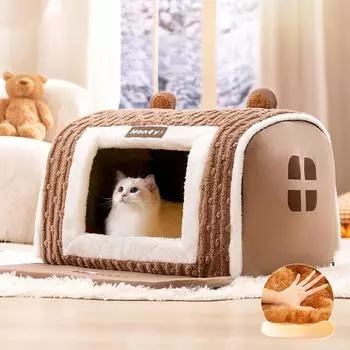 Трехмерный арочный домик для собак, домик для кошек, зимний теплый домик, лежанка для собак, закрытый домик для кошек, домик для маленьких и средних собак S: 35 * 30 * 30cm