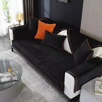 Трехмерный бархатный чехол для дивана, тканевый чехол для полотенца, утолщенный, нескользящий, приятный для кожи, роскошный чехол для дивана для гостиной, подушка 70x70cm 1pc оранжевый