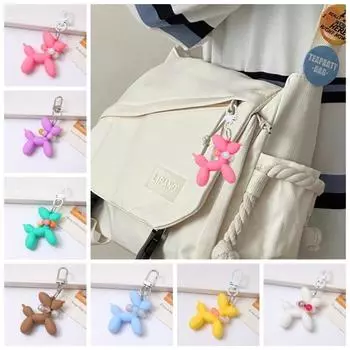 Трехмерный брелок для ключей в виде щенка с воздушным шаром, подвеска на сумку с жемчужной цепочкой, рождественские подарки фиолетовый