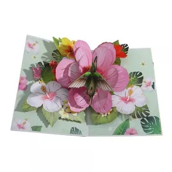 Трехмерный букет цветов Поздравительная открытка Креативная поздравительная открытка Подарочная карта на День матери День святого Валентина День рождения One Size