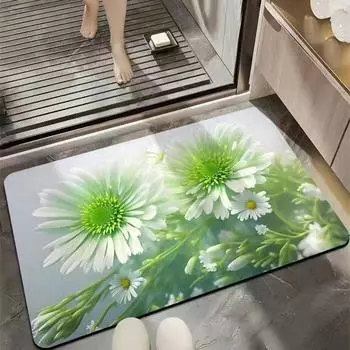 Трехмерный коврик для пола из диатомовой грязи, впитывающий воду противоскользящий коврик для ванной комнаты, туалета, бытовой коврик для ног, быстросохнущий коврик 40x60cm белый