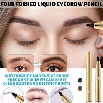 Трехмерный макияж четырехзубчатый карандаш для бровей водостойкий и против пота волос натуральный не размазывается для начинающих 1,5 мл One Size коричневый