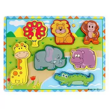 Трехмерный пазл Woodbell Animal Animal, 1, 7 деталей, 7 деталей, лучшая головоломка для малышей в Корее