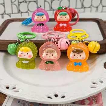 Трехмерный светящийся брелок в виде колокольчика для фруктов - милый аксессуар в виде сердца для девушки и подарок для девушки или пары