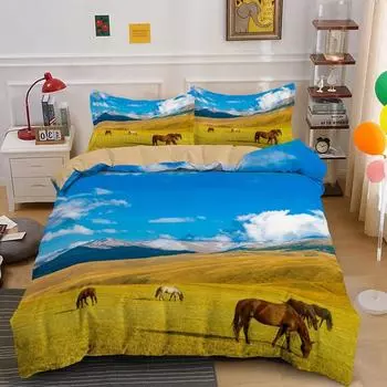 Трехпредметное красивое пейзажное 3D постельное белье с принтом луга, пододеяльник, домашний текстиль 70 * 133 two-piece set