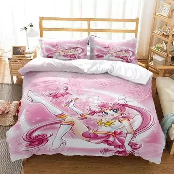 Трехпредметное постельное белье с 3D цифровой печатью, пододеяльник с анимационной девушкой 70 * 133 two-piece set