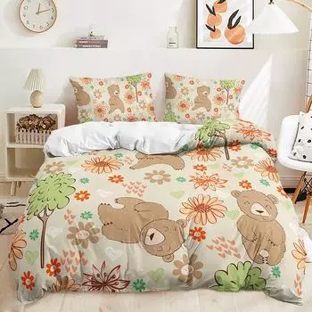 Трехпредметный комплект пододеяльника с принтом животных джунглей, комплект из двух предметов, подходит для четырех сезонов 135 * 200 (two-piece set) 90g