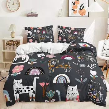 Трехпредметный пододеяльник для кемпинга с иллюстрацией животных, двухпредметный комплект постельного белья 135 * 200 (two-piece set) 90g