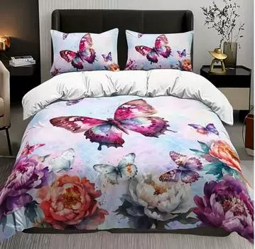 Трехпредметный пододеяльник с цифровой печатью «Бабочки» Постельное белье Домашний текстиль 70 * 133 two-piece set