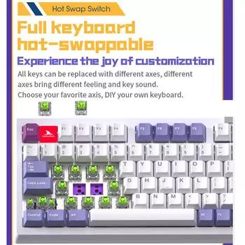 Трехрежимная механическая клавиатура Darmoshark K81 Беспроводная клавиатура RGB Полноцветная подсветка 15 Подсветка Flying shark switch & Green чёрный