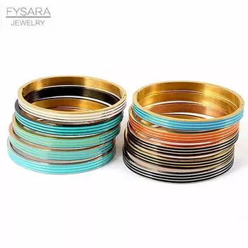 Трехрядные браслеты из смолы, браслеты из нержавеющей стали для женщин, оранжевые, синие эмалированные браслеты, ювелирные изделия для вечеринок 60mm