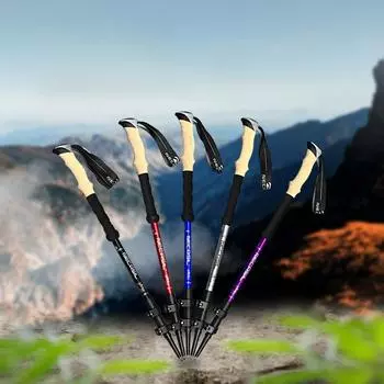 Трехсекционные телескопические палки для пешего туризма из алюминиевого сплава с внешней фиксацией и прямой ручкой, палки для скалолазания, треккинговые палки чёрный