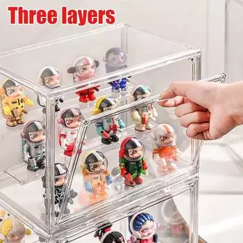 Трехслойная акриловая стойка для дисплея, прозрачная, сделанная вручную, аниме-фигурка автомобиля, модель, глухая коробка, коробка для хранения, коробка для сортировки ювелирных изделий 27X18X22cm