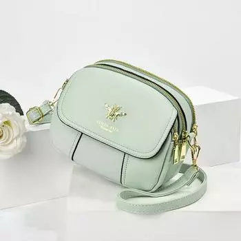 Трехслойная маленькая сумка для женщин, мини-универсальная корейская модная женская сумка, сумка через плечо на одно плечо Black