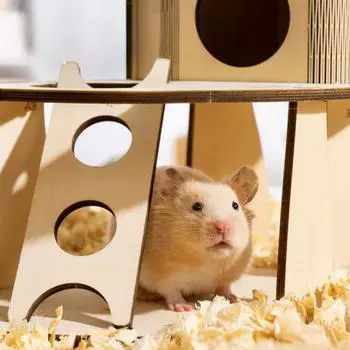 Трехслойная платформа, игрушка, хомяк, специальное убежище, деревянное гнездо, ландшафтные принадлежности, хомяк, забавная мебель, лестница для восхождения XXL