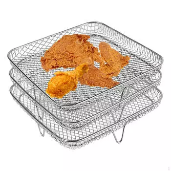 Трехслойная решетка для фритюрницы, часть для барбекю, многоразовая, противень для гриля в духовке, корзина для выпечки
