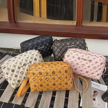 Трехслойная сумка для фотокамеры на молнии, большая вместимость, удобная косметичка, корейская модная сумка для хранения, вышитая сумка на плечо белый