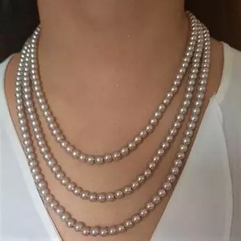 Трехслойное колье Estele с фиолетовым жемчугом