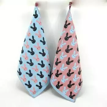 Трехслойное мягкое детское хлопковое банное полотенце из жаккардовой ткани с мультяшным котом и медведем, подвесные полотенца с квадратным лицом, марлевое полотенце для рук 35x40cm