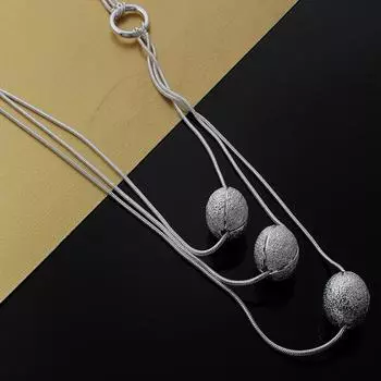 Трехслойное ожерелье из серебра 925 пробы с бусинами, цепочки для женщин, свадебные модные ювелирные аксессуары