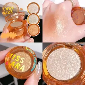 Трехслойные румяна для хайлайтера, матовые трехслойные тонкие мерцающие хайлайтеры, осветляющие, стойкие, водостойкие и невыцветающие пудры для макияжа #1