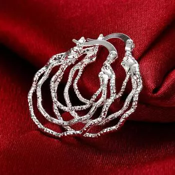 Трехслойные серьги-кольца из стерлингового серебра 925 пробы для женщин, модные свадебные украшения, подарки