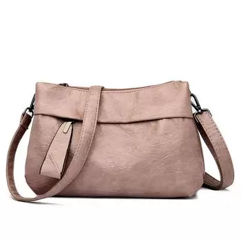 Трехслойные женские сумки на плечо большой вместимости, однотонные простые женские сумки-мессенджеры из мягкой кожи, легкие маленькие сумки в стиле ретро коричневый