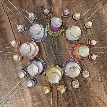 Трехслойный круглый полый трехмерный комплект серег-подвесок, богемные украшения, азиатский женский комплект