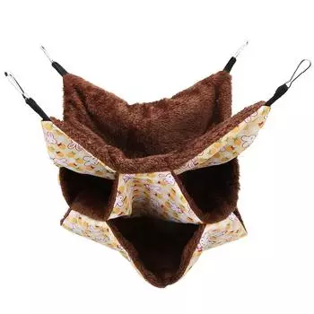 Трехслойный теплый гамак для маленьких домашних животных, подвесная кровать, спальный мешок для хомяка, сахарный позолотчик жёлтый