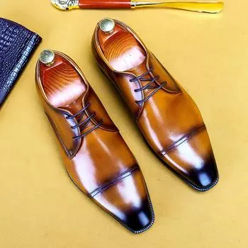 Трехсоставные кожаные туфли мужские деловые туфли из натуральной кожи с внутренней частью из коровьей кожи британская ручная работа мужские туфли 39 коричневый