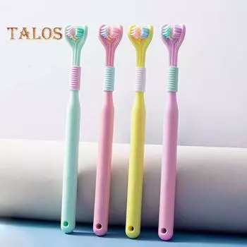 Трехсторонняя зубная щетка с мягкой щетиной. Бережная очистка. Сменные головки. Зубные щетки с покрытием на 360 градусов и противоскользящей ручкой для полного ухода за деснами. фиолетовый