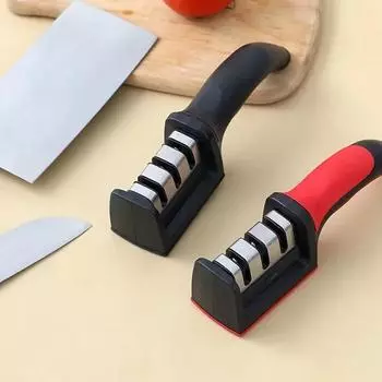Трехступенчатая точилка для ножей, точильный камень для походных ножей, ручная ручная точилка для кухонных принадлежностей, кухонные принадлежности для дома, профессиональные принадлежности чёрный