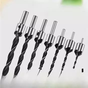 Трехточечное деревообрабатывающее сверло-зенковка и устройство для снятия фаски со сверлом из быстрорежущей стали 3-10 мм 7-piece set + wrench естественный