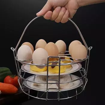 Трехуровневая подставка для пароварки из нержавеющей стали с ручками Скороварка для яиц Подставка для варки на пару Посуда Кухонные принадлежности