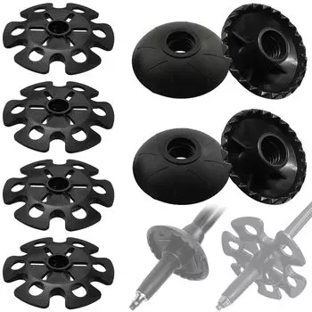 Трекинговые палки, корзина для походов, грязезащитный стопор, набор из 8 шт., корзина для походных палок, увеличенная площадь контакта, легкая, водонепроницаемая, для альпинизма чёрный