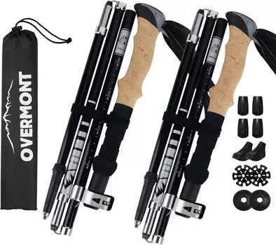 Трекинговые палки Overmont из углеродного волокна, набор из 2 шт., сверхлегкая телескопическая трость для альпинизма, альпинистская трость, углеродная трость для ходьбы