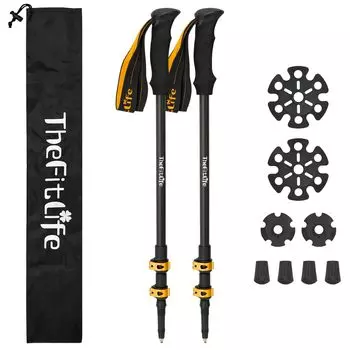 Трекинговые палки TheFitLife из углеродного волокна, легкие телескопические палки для ходьбы, набор из 2 палок для скалолазания в горах
