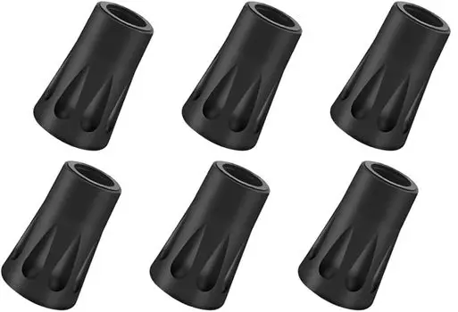 Trekking Pole Rubber Cap Replacement Rubber Cap Type of [ALLVD] Climbing/Skiing/Walking/Hiking Anti-Slip Wear-resistant General-purpose (Set 6) чёрный