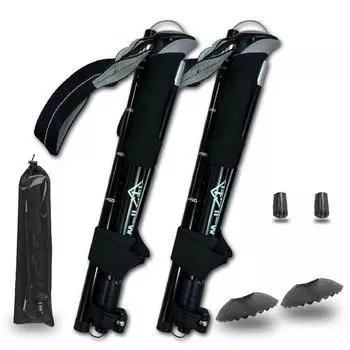 Trekking trekking set of 2 by a Japanese [Sloth Forest] poles, sticks, compact, lightweight, folding, (planned company) (black)
