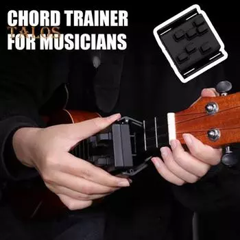 Тренажер для аккордов укулеле Насадка для укулеле Инструмент для обучения с помощью аккордов устраняет боль в пальцах Прижимной пресс для аккордов укулеле чёрный