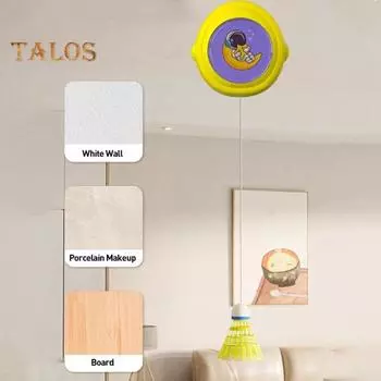 Тренажер для бадминтона с отскоком, инструмент для самостоятельной тренировки с эластичным канатом, простая установка, тренажер для бадминтона в помещении, портативный набор для бадминтона жёлтый