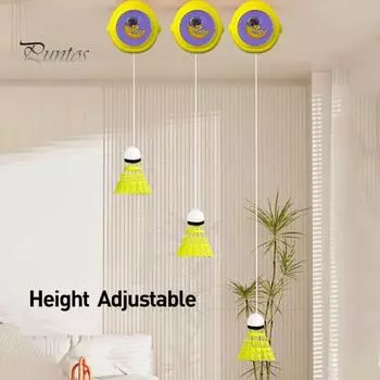 Тренажер для бадминтона с отскоком, инструмент для самостоятельной тренировки с эластичным канатом, простая установка, тренажер для бадминтона в помещении, портативный набор для бадминтона жёлтый