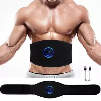 Тренажер для брюшного пресса, пояс для похудения, EMS, стимулятор мышц, тонизирующие ремни, вибрационный фитнес-массажер, тренажер для талии, живота для мужчин и женщин синий