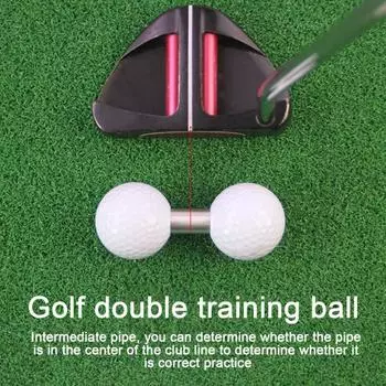 Тренажер для гольфа с двойным мячом и трубкой для балансировки, тренировочный инструмент с двумя мячами, аксессуары для гольфа, подарок для мужчин, папы и мужа белый