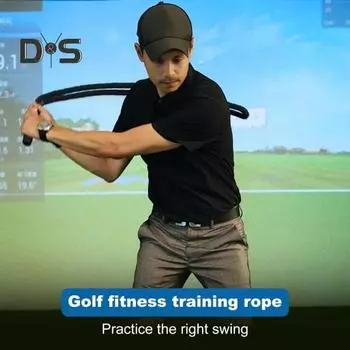 Тренажер для гольфа с канатом Тренажер для гольфа с канатом Разминочные упражнения Оборудование для физической подготовки с канатом для укрепления Контроль ритма чёрный
