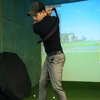 Тренажер для гольфа с канатом Тренажер для гольфа с канатом Разминочные упражнения Оборудование для физической подготовки с канатом для укрепления Контроль ритма чёрный