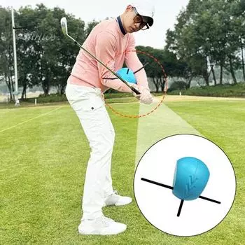 Тренажер для гольфа Swing Trainer Aid Alignment Rod Head Smart Ball Тренажер для гольфа Swing Practice Connector Ball для положения руки Коррекция осанки при замахе синий
