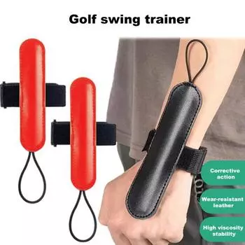 Тренажер для качелей для гольфа Тренажер для запястий из искусственной кожи Тренажер для гольфа Регулируемая пряжка с застежкой-лентой Браслет на запястье Тренировочное оборудование для гольфа красный