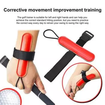 Тренажер для качелей для гольфа Тренажер для запястий из искусственной кожи Тренажер для гольфа Регулируемая пряжка с застежкой-лентой Браслет на запястье Тренировочное оборудование для гольфа чёрный